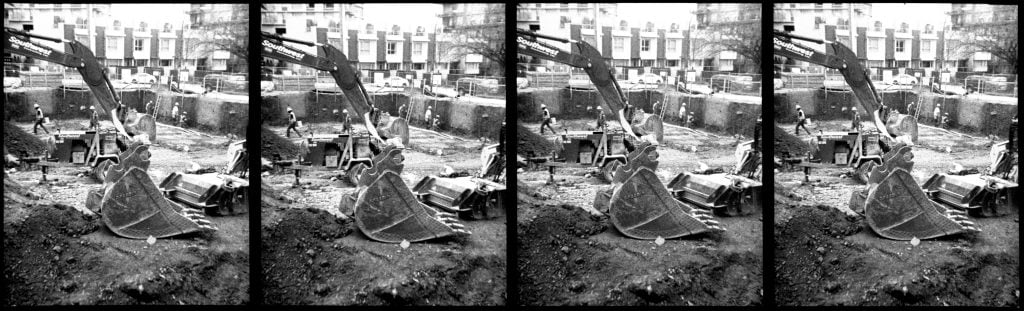 stereoscopic view of construction, Vancouver, B.C.